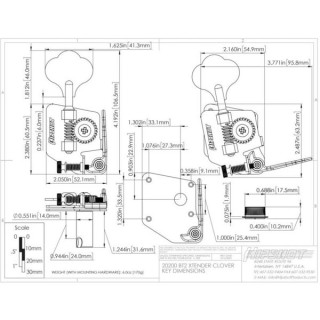 Колок для бас-гитары Hipshot BT-2 H20200N Nickel Hipshot BT-2 H20200N Nickel