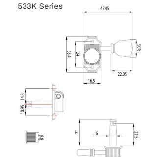 Колки для электрогитары Grover 533G Vintage Locking Rotomatic Grover 533G Vintage Locking Rotomatic