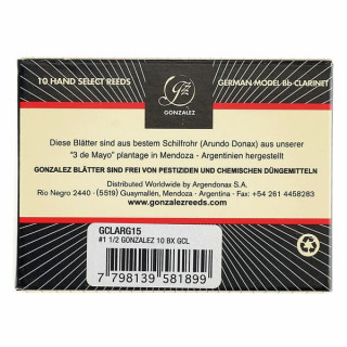 Гонсалес Кларнет тростниковый немецкий 1.5 Gonzalez Clarinet Reed German 1.5