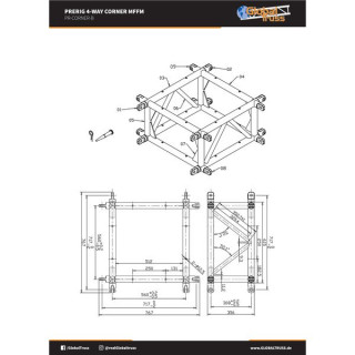 Глобал Трус Пре Riggs 4-х угольный угловой МФМ черный Global Truss PreRig 4-way Corner MFFM black