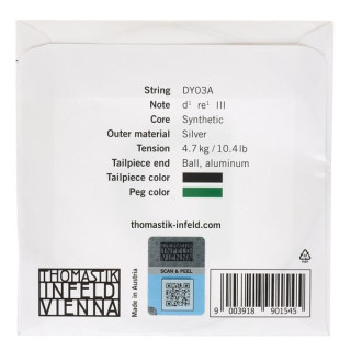 Струна для скрипки Thomastik Dynamo DY03A D Violin 4/4 Thomastik Dynamo DY03A D Violin 4/4