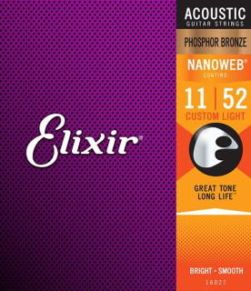 Струны Elixir Nanoweb Custom Light Phosphor 16027