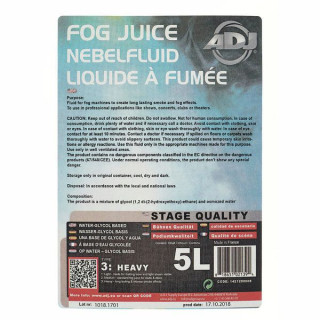 Сок ADJ Fog 3 heavy - 5 литров ADJ Fog juice 3 heavy - 5 Liter