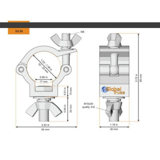 Глобальная ферменная конструкция 5036 Наружная полумуфта 35 мм Global Truss 5036Outdoor Half Coupler 35mm