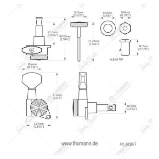 Тюнеры для фиксации деталей Harley Benton 6L черный Harley Benton Parts Locking Tuners 6L Black