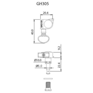 Колки для гитары Grover GR305 C Mid-Size Rotomatic Grover GR305 C Mid-Size Rotomatic