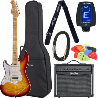 Электрогитара Harley Benton ST-Modern Plus MN HSS LH FBB Bundle №598510 (Комплект)
