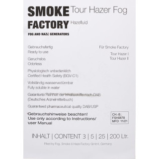 Жидкость для генератора дыма Smoke Factory Tour Hazer Fluid 3L Smoke Factory Tour Hazer Fluid 3L