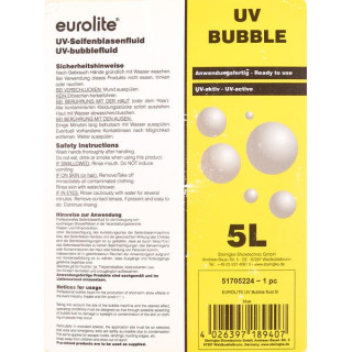 Жидкость Eurolite UV Bubble Fluid 5л синего цвета Eurolite UV Bubble Fluid 5l blue