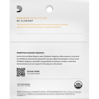 Даддарио Деревянные духовые инструменты органического происхождения. Evo CLAR 2.5 3P DAddario Woodwinds Organic Res. Evo CLAR 2.5 3P