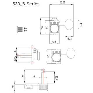 Винтовой ротоматический замок Grover 533N Grover 533N Vintage Locking Rotomatic